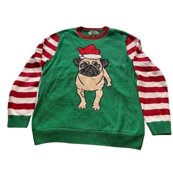 Ugly Christmas Sweater Pug Dog L - Picture 1 of 8